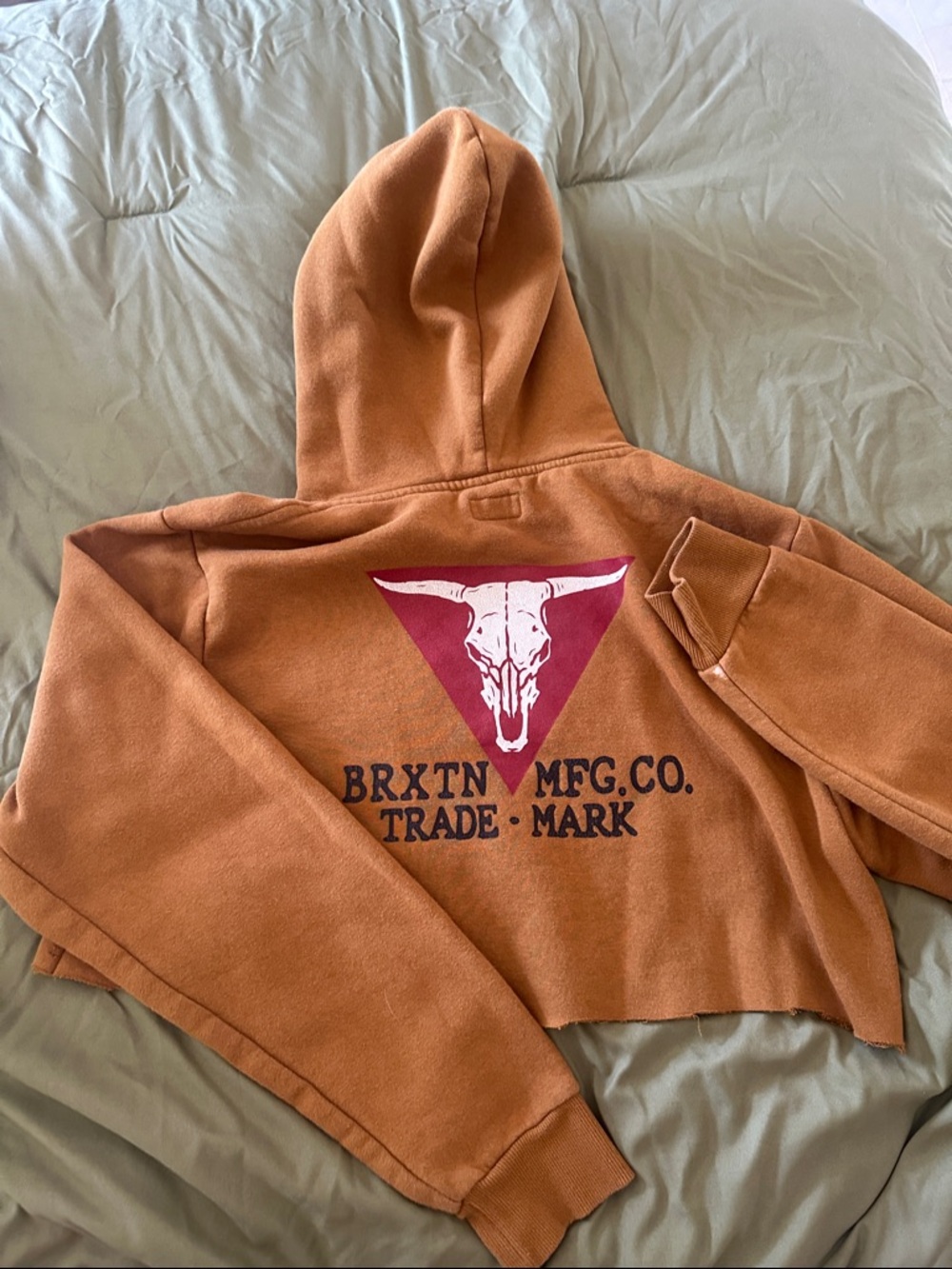 Brixton Orange Cropped Hoodie Sweatshirt